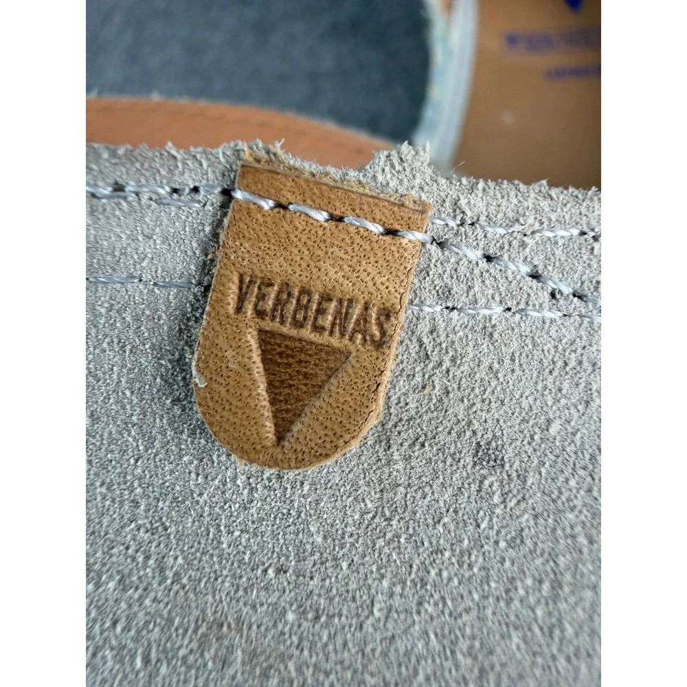 Verbenas Cruz Suede Espadrille Flats EU39|8-8.5 Taupe Peep Toe Made in Spain